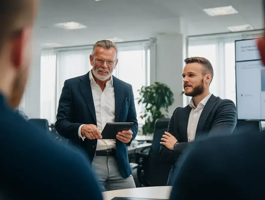 So führst Du situativ im Alltag - Führungskraft führt Gespräch mit Mitarbeitendem